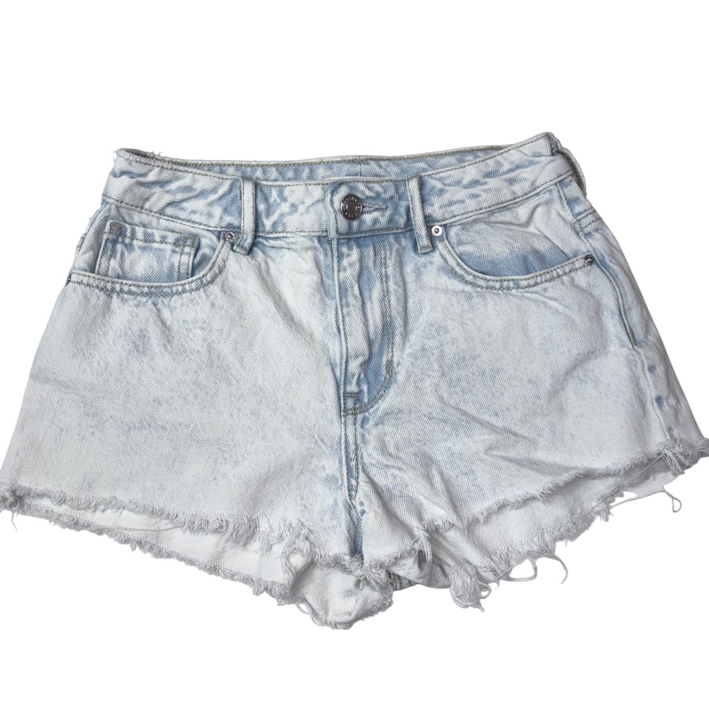 Pacsun High Rise Festival Denim Jean Shorts Frayed Hem Light Wash‎ Sz 24